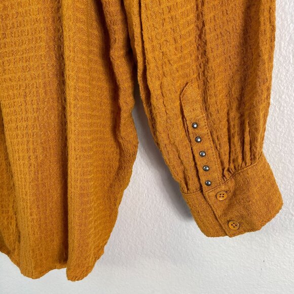 NEW Free People We The Free Autumn Pearl Textured Button Up Oversized Shirt Top - Picture 10 of 10